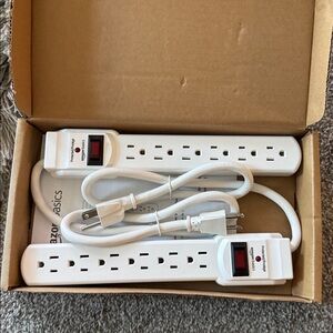Amazon basics 2 pack 6 outlet surge protector strip